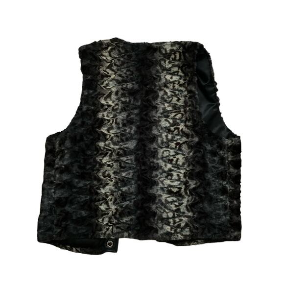 y2k 2000s Vintage Caché Gray Rhinestone Glam Faux Fur Open Vest Size Medium - Picture 2 of 5